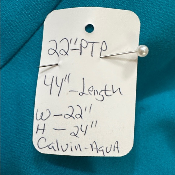 Calvin Klein 18W Teal Ruched Sheath Dress Plus Size Cocktail - Picture 8 of 9